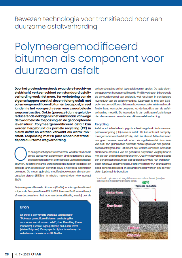 OTAR publicatie PMB polymeergemodificeerd bitumen duurzaam asfalt BituNed